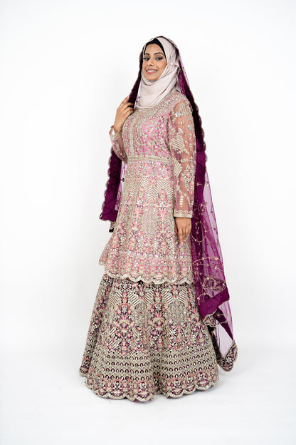 Pink Bridal Dresses Hand Embroidered Bridal Suit