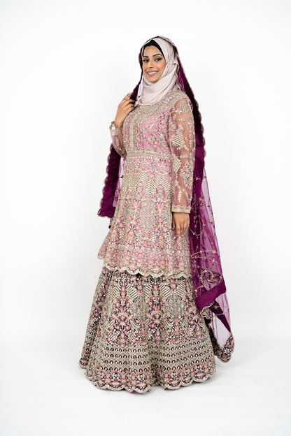 Pink Bridal Dresses Hand Embroidered Bridal Suit