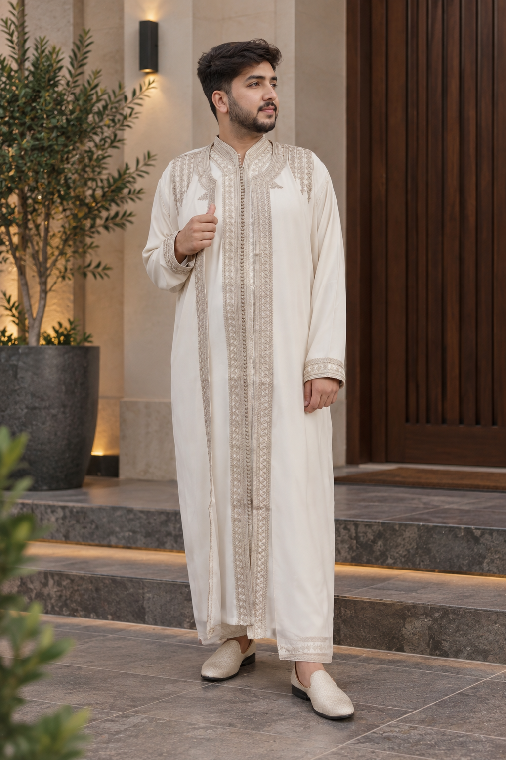 Men’s White Jabador – Elegant Traditional Moroccan Style Outfit