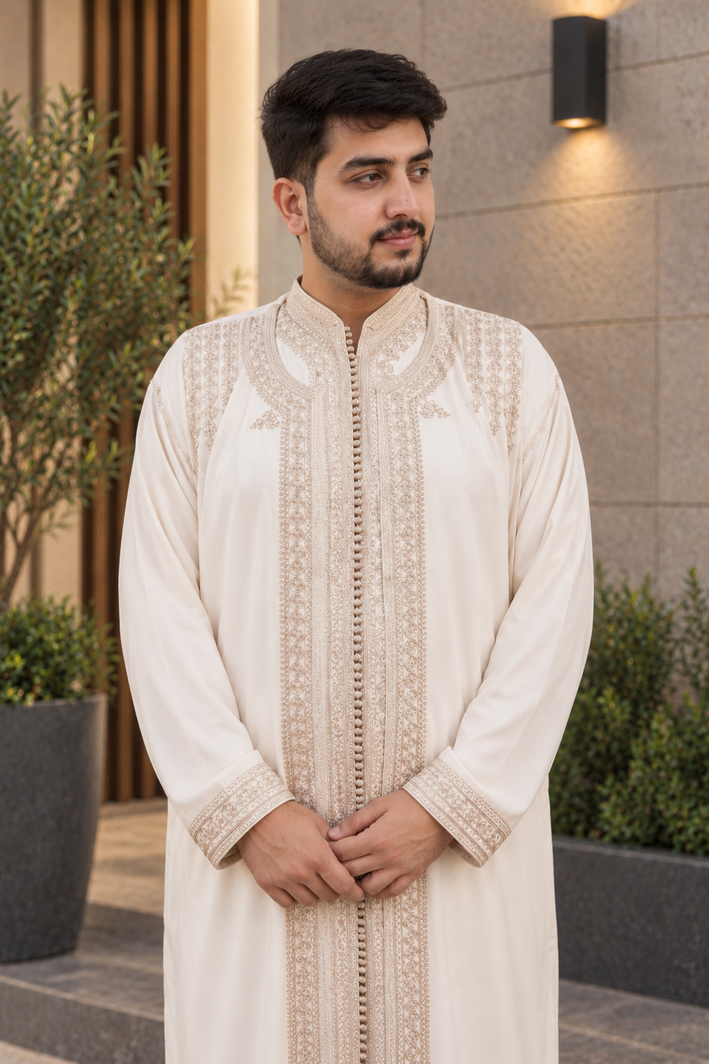 Men’s White Jabador – Elegant Traditional Moroccan Style Outfit