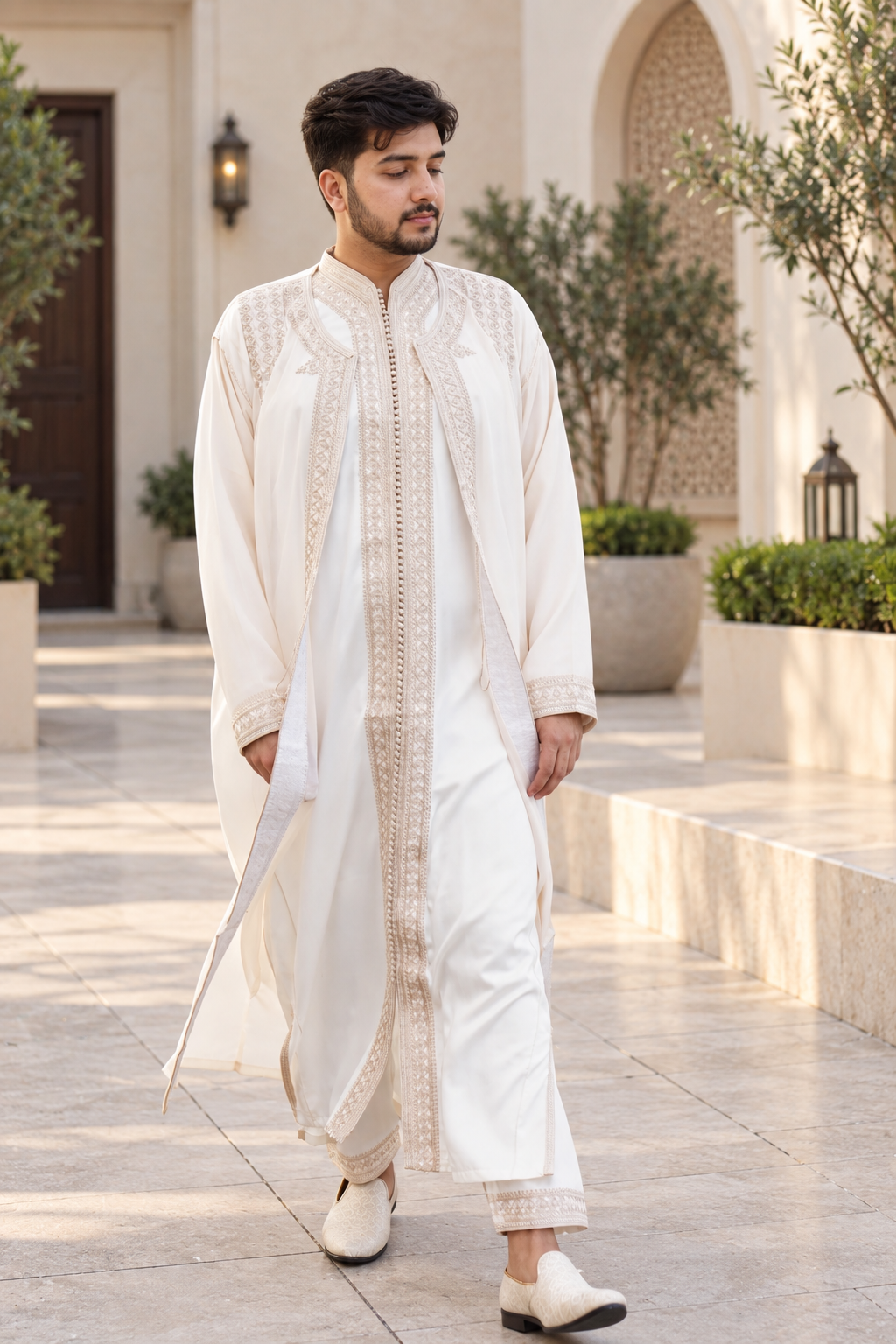 Men’s White Jabador – Elegant Traditional Moroccan Style Outfit