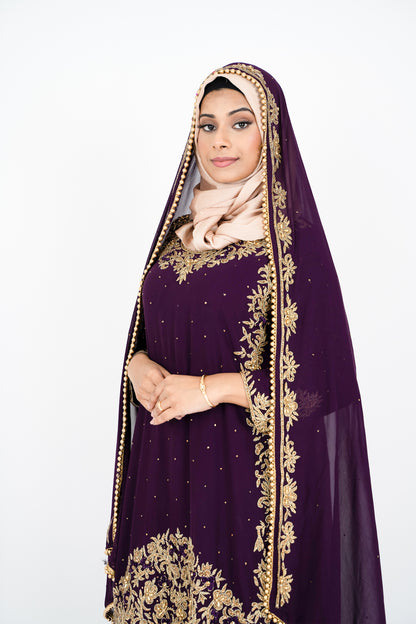 Wine Georgette Straight Cut Sharara Suit