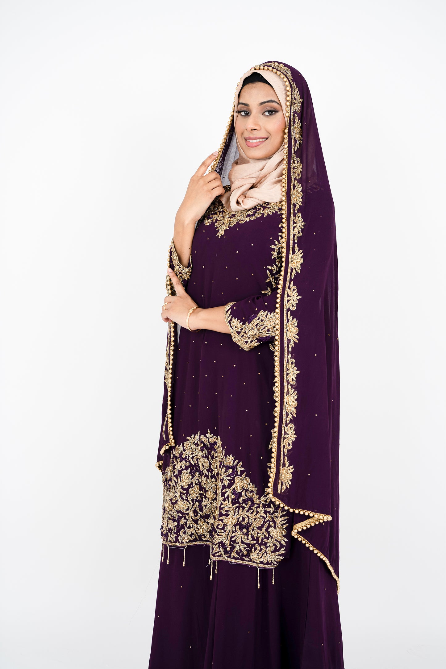 Wine Georgette Straight Cut Sharara Suit