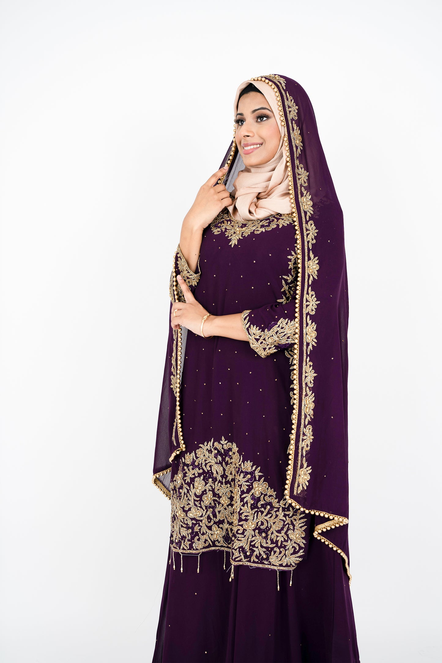 Wine Georgette Straight Cut Sharara Suit